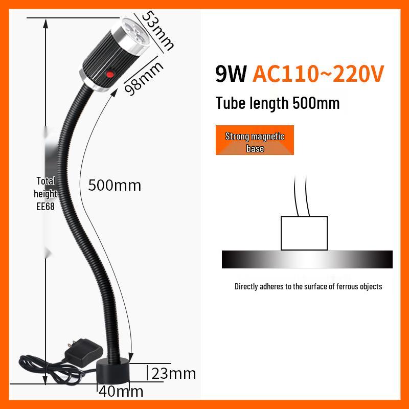 Luci da lavoro a LED magnetiche per macchine CNC e fresatrici, 220V/24V, design con tubo flessibile a collo di cigno