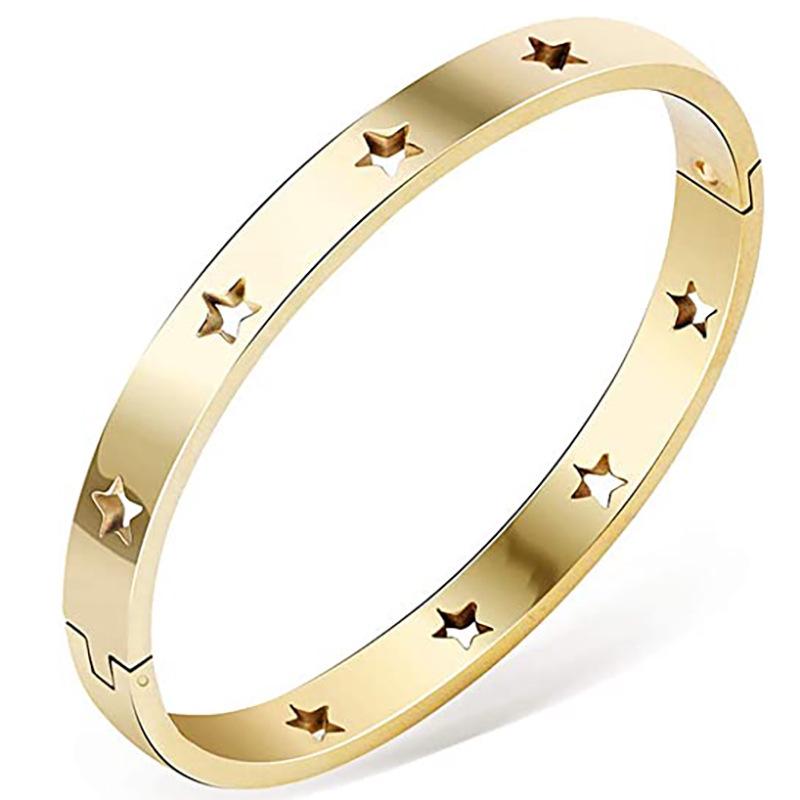 European American Star Hollow 6MM Titanium Steel Bracelet