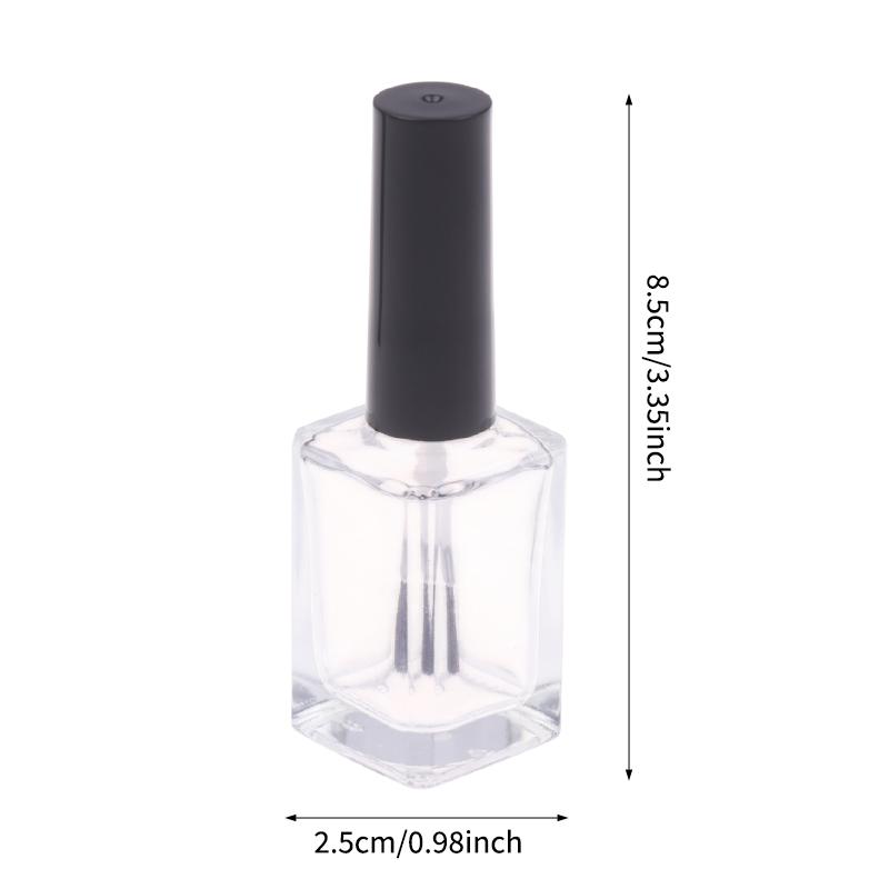 15ml Empty Glass Nail Gel Bottle Refillable Nail Polish Container with Brush for DIY Blending & Storage