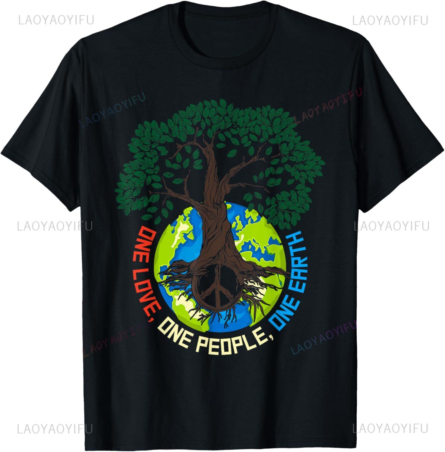 Peace Tree Love EnvironUnisextal Protection Earth Day Climate TShirt Unisex Summer Streetwear Tops Customizable Printed Tshirt S