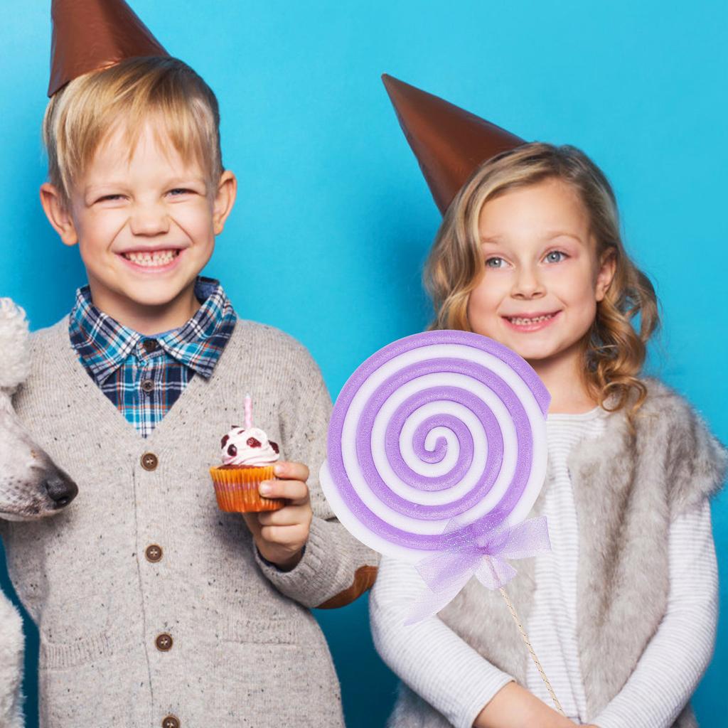 2Pcs Realistic Simulation Lollipop Decorative Props Large Candy Ornament for Photography Party Photo Booth Decoration