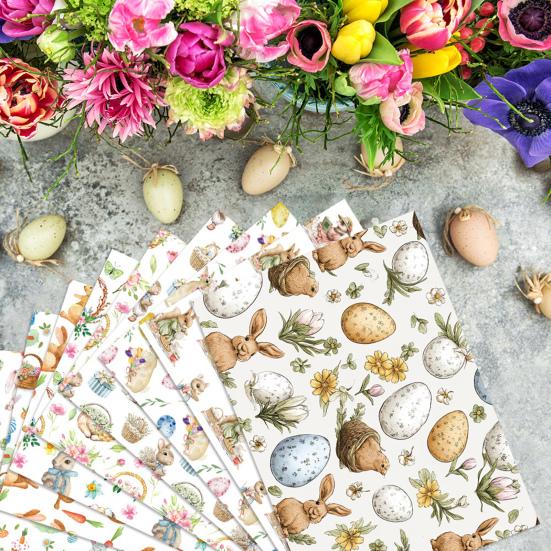 Geschenkpapier mit Hasenmotiv, 50 x 70 cm (19,7 x 27,6 Zoll), Ostergeschenkpapier mit niedlichem Hasenmotiv, flach gefaltet, ideal für Ostern, Frühlingsgeburtstage, Partys, Bastelarbeiten und Dekorationen.