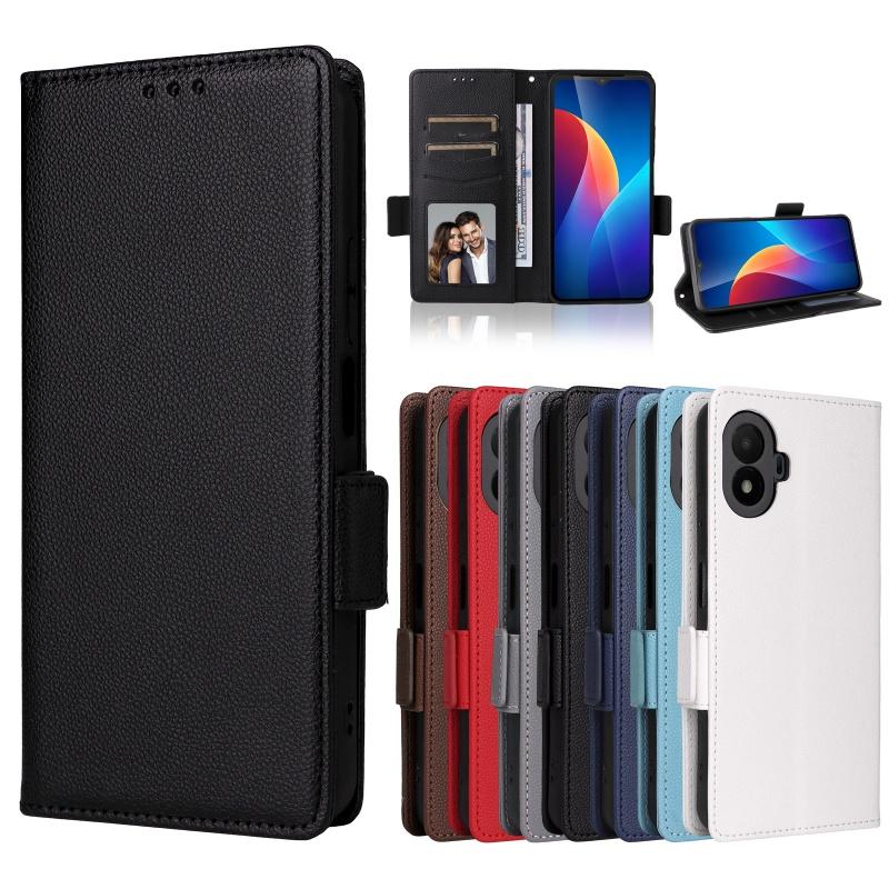 For Honor X6D 5G Flip Side Buckle Lychee Pattern Wallet Leather Cover for Honor X6D 5G Purse Magnetic Phone Bags