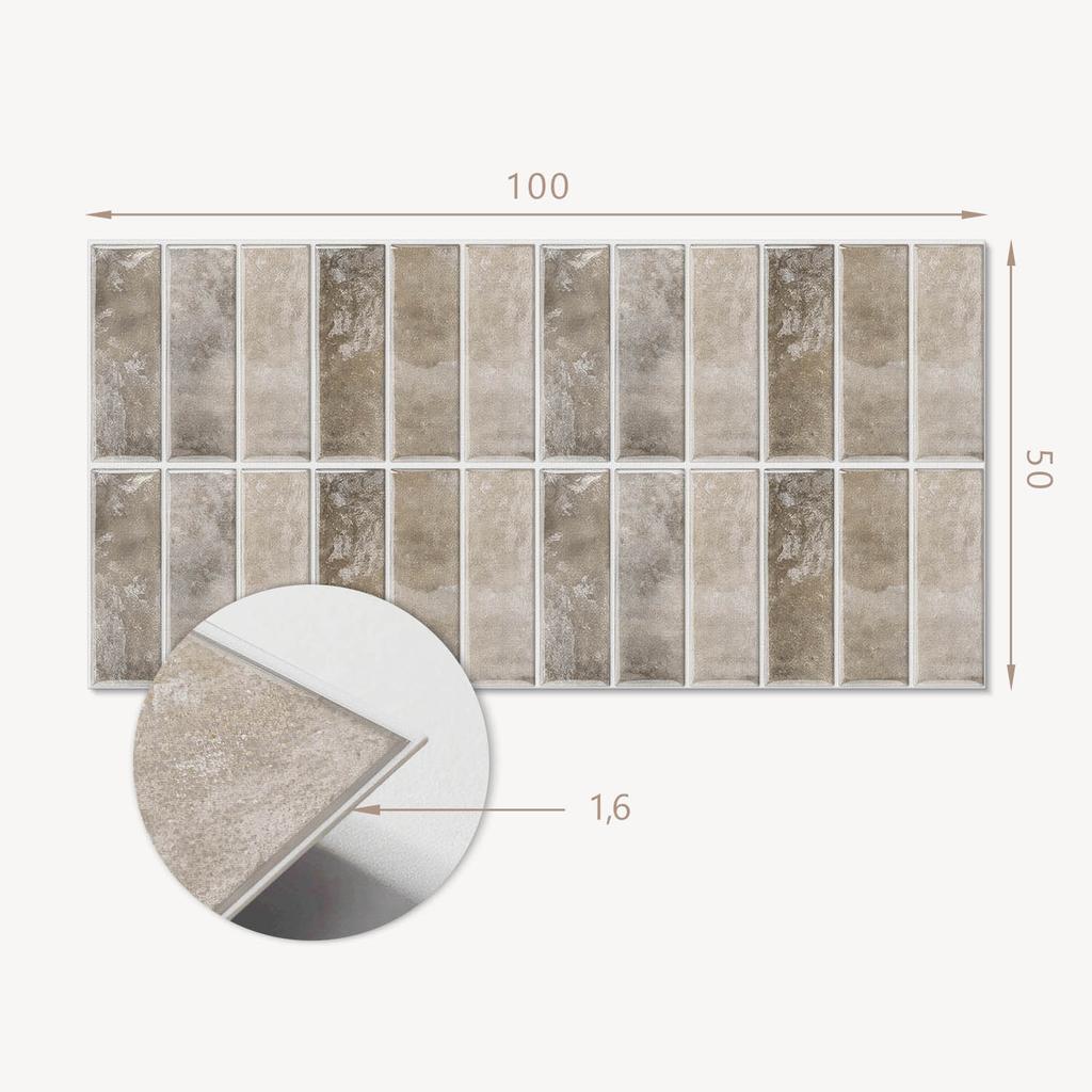 Self-Adhesive Panel With Print - Perfect For Kitchen 100x50 cm Rectangular Tiles