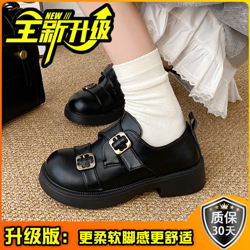 Autumn College Style Small Leather Shoes Women's New Round Head Thick Heel Platform Mary Jane Shoes