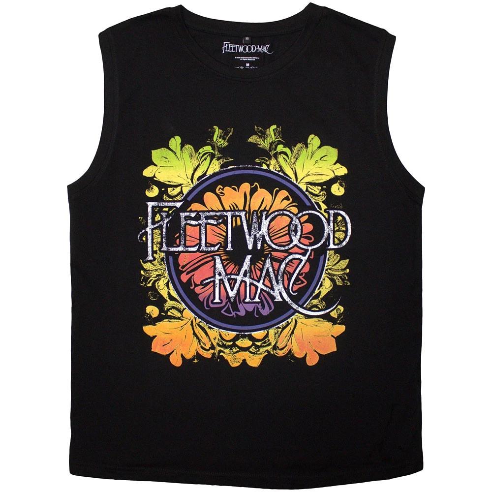 Fleetwood Mac Unisex Tank T-Shirt: Circle Floral Logo (Black) (Large) 3XL