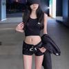 Women's Low-Waist Black Denim Rivet Shorts - 2026 Summer A-Line Trend