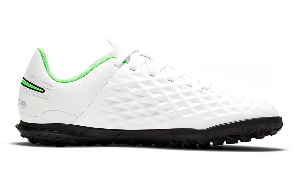 Nike Tiempo Legend 8 Club TF Slip Resistant Abrasion Resistant Low Top Kids' Soccer Shoes White Green Kids' AT5883-030
