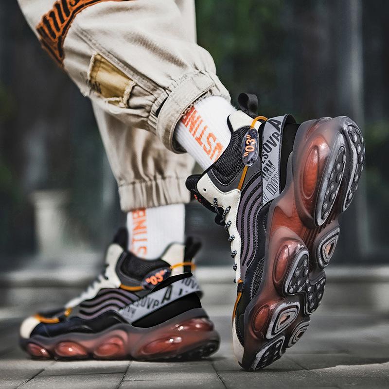 Men's Shoes Autumn High-top Casual Sports Shoes Men's Versatile Thick-soled Non-slip Dad Shoes