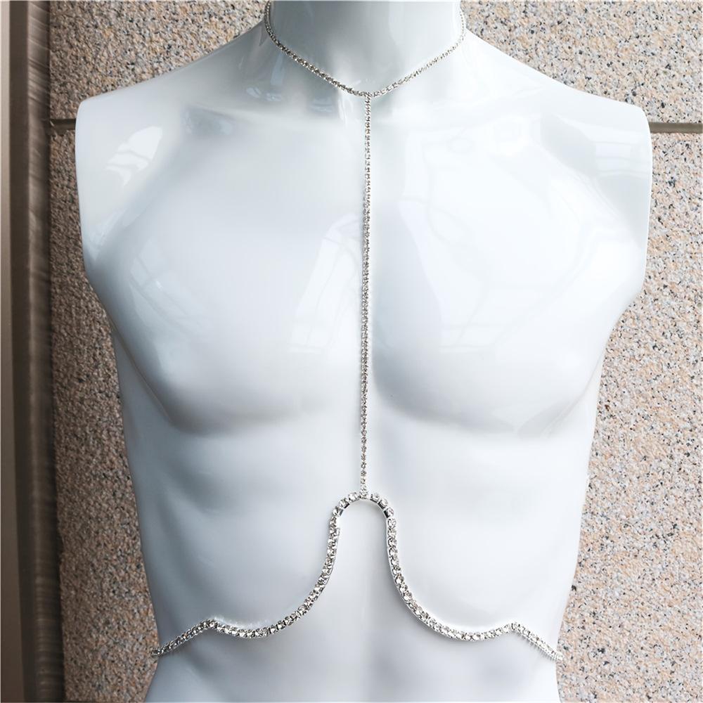 European And American Fashion Accessories, Multi-Layer Rhinestone Body Chain, Nightclub Sexy Bikini Chest Chain For Women