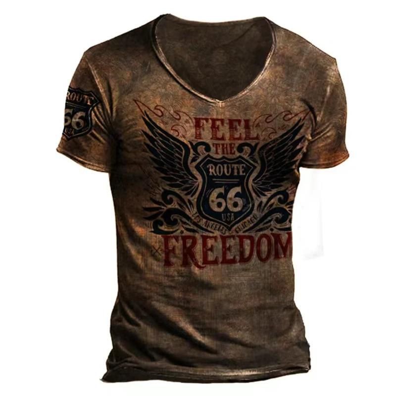 Vintage Motorcycle T Shirt For Men 3d Print Mobil Short Sleeve T-shirts Retro Men's Racing T-shirt Oversized Biker Tees Tops 66