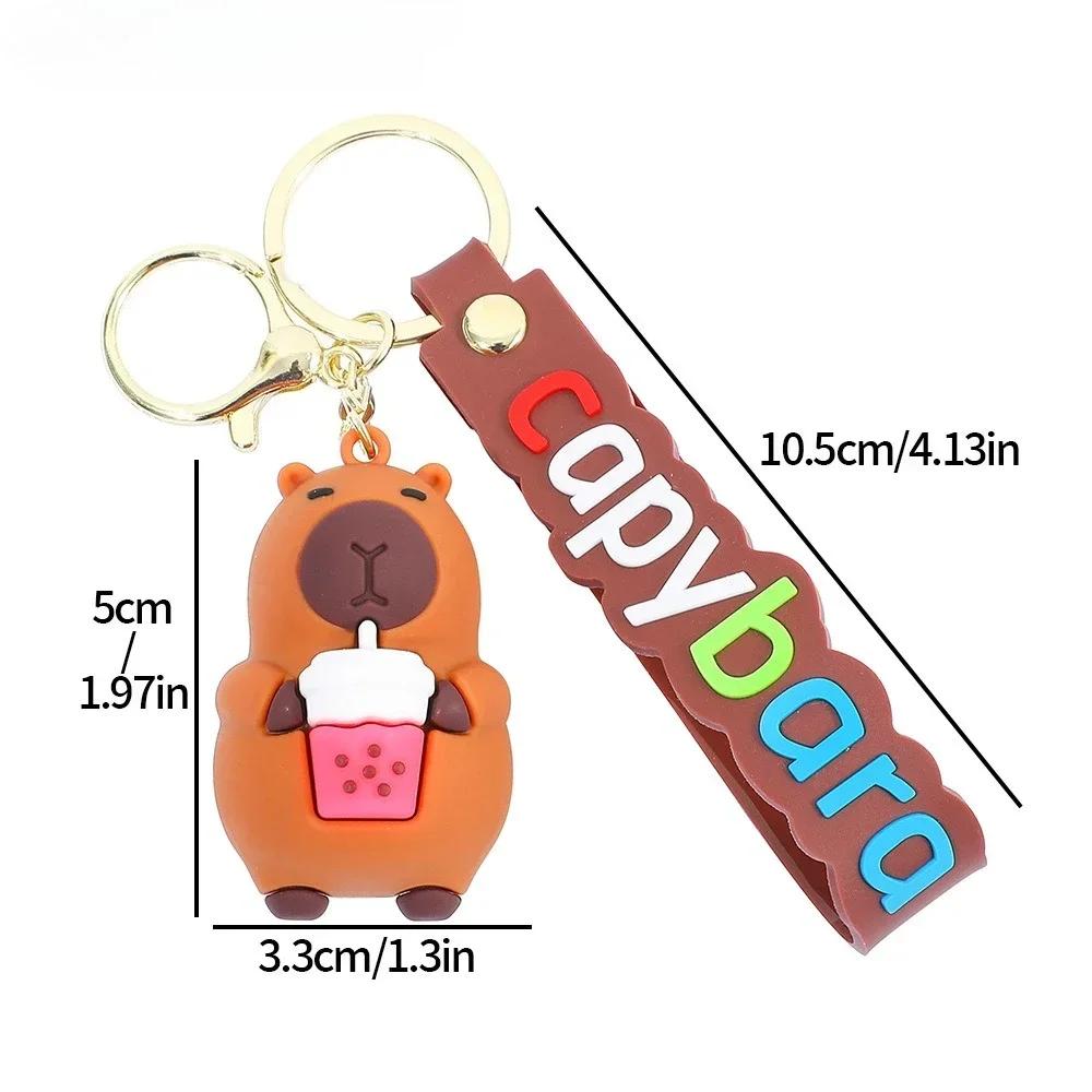 Cute Capybara Keychain Backpack Charm Adorable Kawaii Water Pig Key Ring Accessory Gift for Friends Animal Lover Present