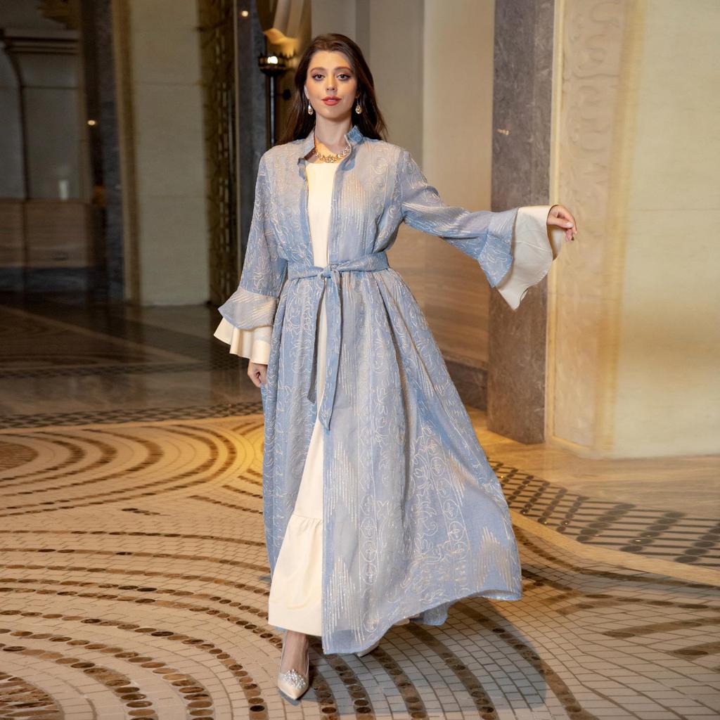 AB318 Ruffled Sleeve Evening Abaya Dress for Muslim Women
