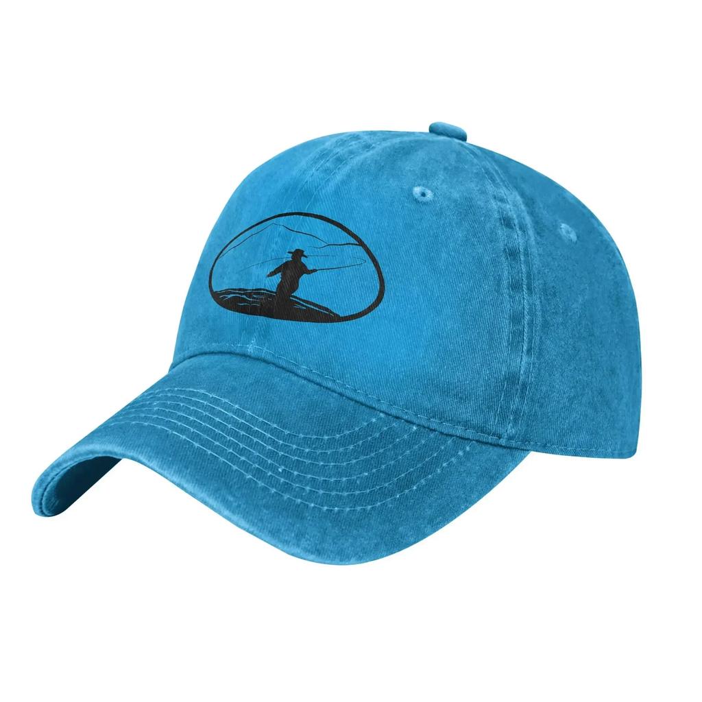 Vintage Fly Fishing Illustration Unisex Women Baseball Cap Distressed Washed Caps Hat Vintage Outdoor Activities Gift Snapback Cap