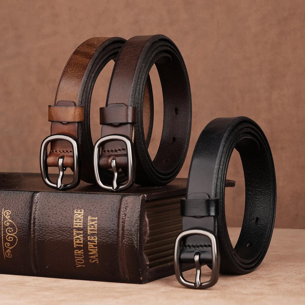 Belt First Layer Cowhide Genuine Leather Tree Paste Leather Pin Buckle Retro Belt Middle-Aged And Young Versatile Belt Men