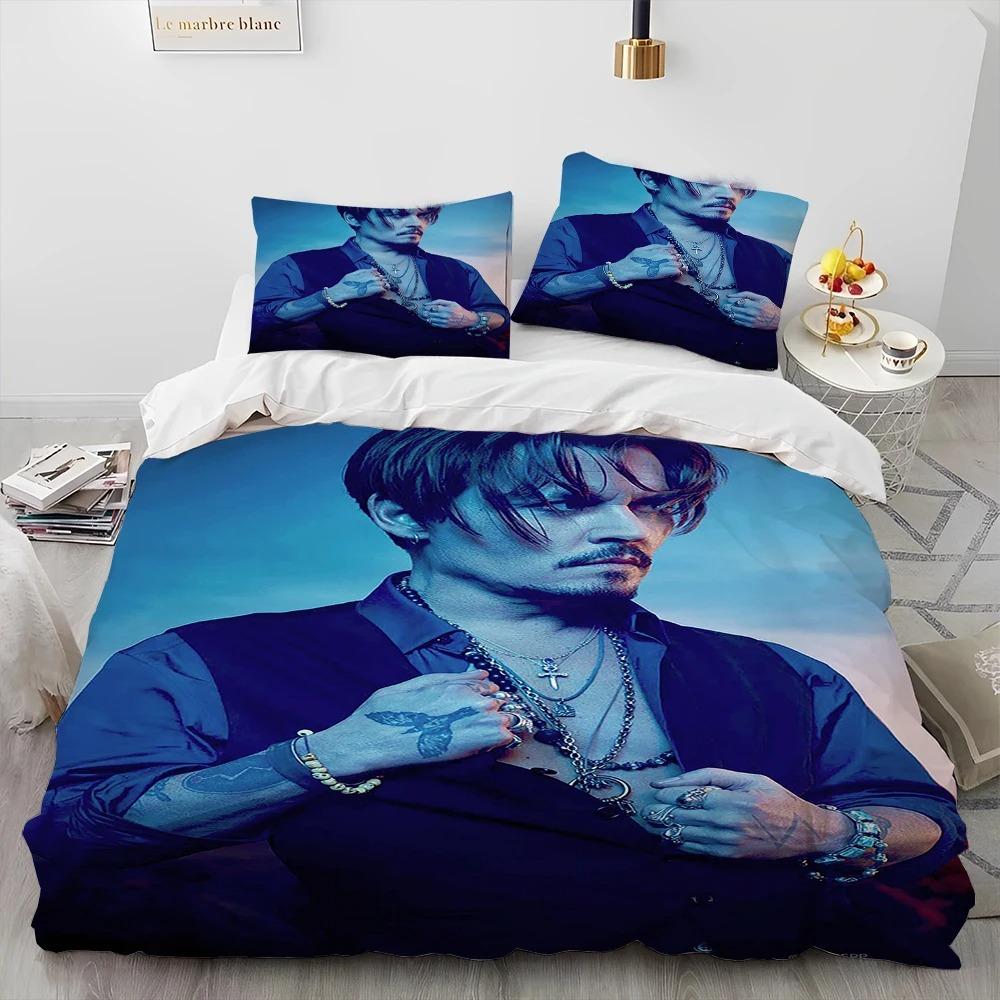 3D Printing Johnny Depp Series Comforter Bedding Set,Duvet Cover Bed Set Quilt Cover Pillowcase,king Queen Size Bedding Set Kids
