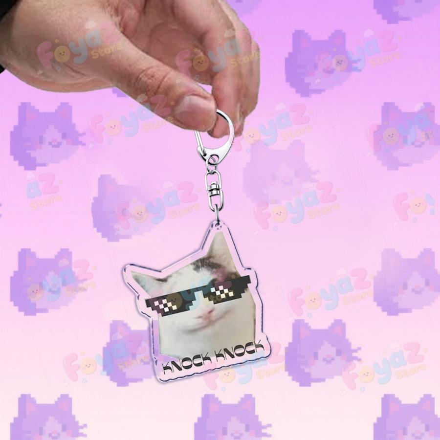 Funny Cute Cat Meme Keychain Accessories Bag Charms Cat Lover Animal Keychains Keyrings Jewelry Fans Cute Cartoon Freinds Gift
