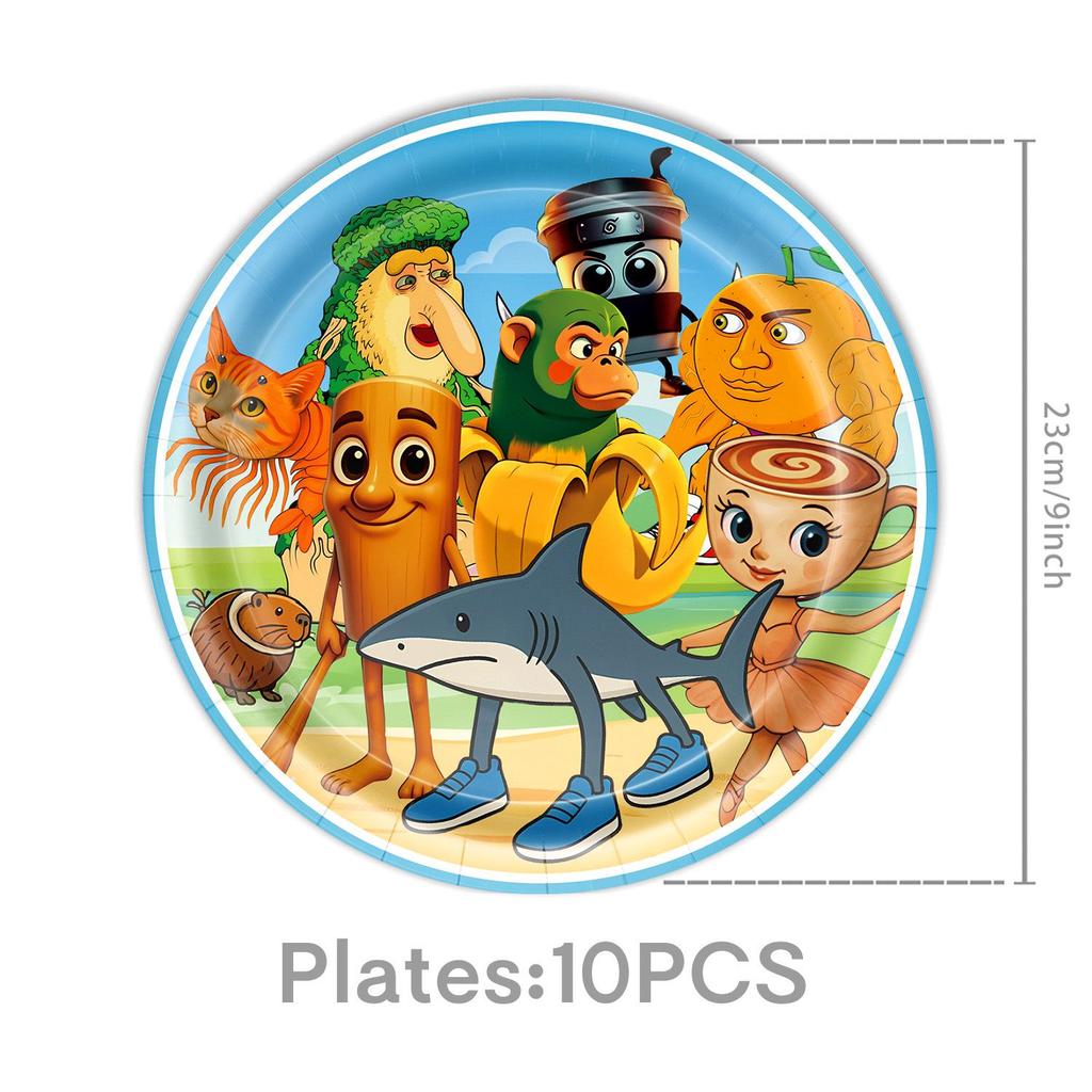 Cross-Border Classic Mountains & Seas Birthday Party Supplies: Cartoon Tableware & Fun Decorations