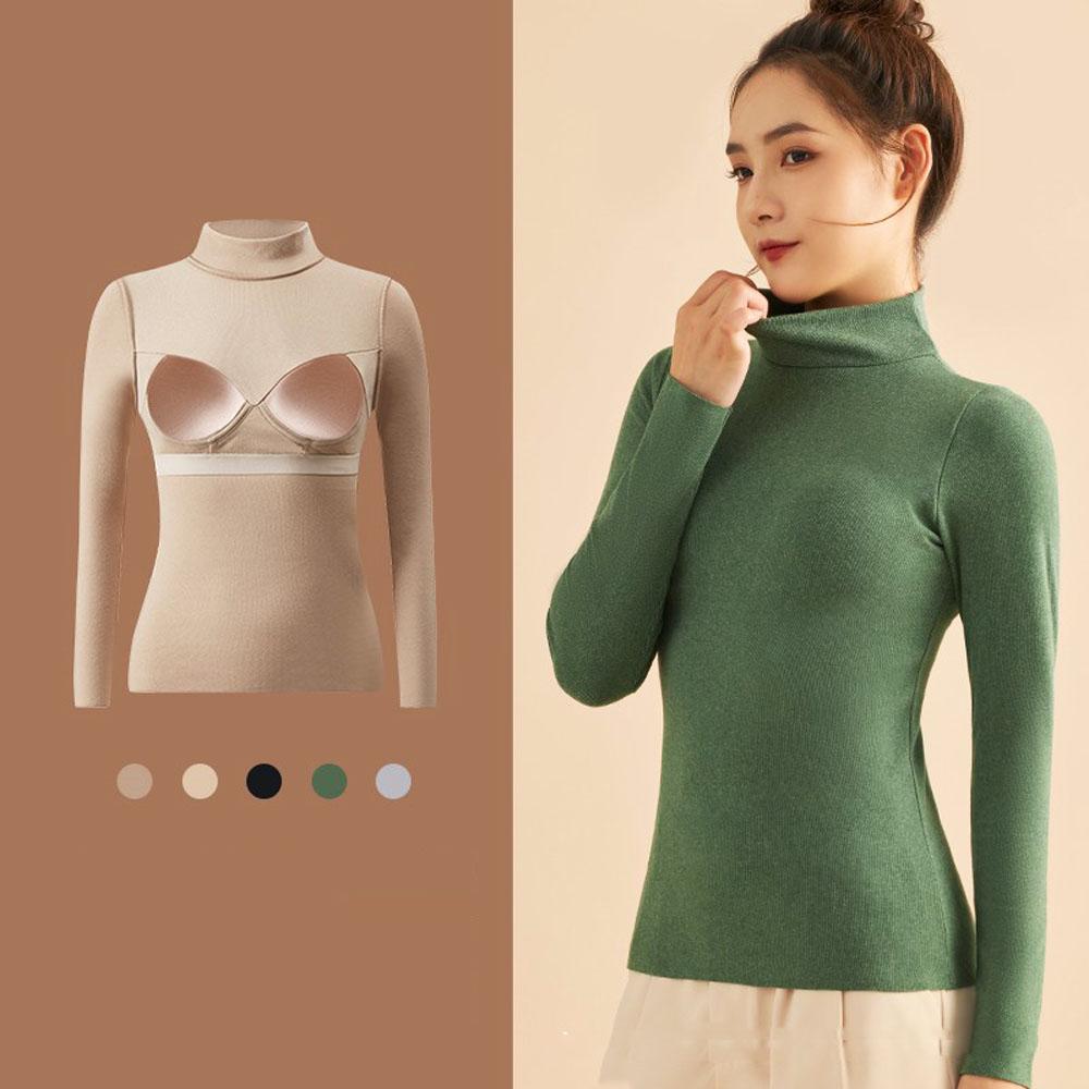 Haine de toamnă iarnă pentru femei Tricouri cu mânecă lungă Pulovere cu gât rigilat Lenjerie intima Topuri Bluză pentru femei Sutien încorporat