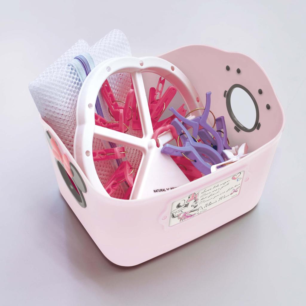 Nishiki Kasei Mini Soft Bucket Storage Pink Disney Minnie Made In 25cm W X 19cm D X 16cm H Box/Basket, Beige, Mouse, Japan, SQ5AD,