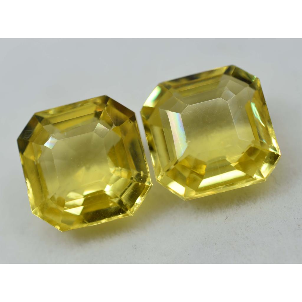Natural Yellow Sapphire Loose Gemstone 17.74 Ct Square Cut Pair September Birthday Birthstone
