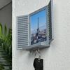 Mediterranean Window Photo Key Holder, Wall Mount Picture Frame Key Hanger, Decorative Window Key Hook Rack for Home, Office