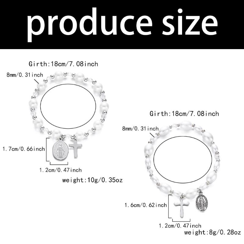 Elegant Imitation Pearls And Crucifix Bracelet Chain With Retro Design For Versatile Occasion Use Commute Casual Party