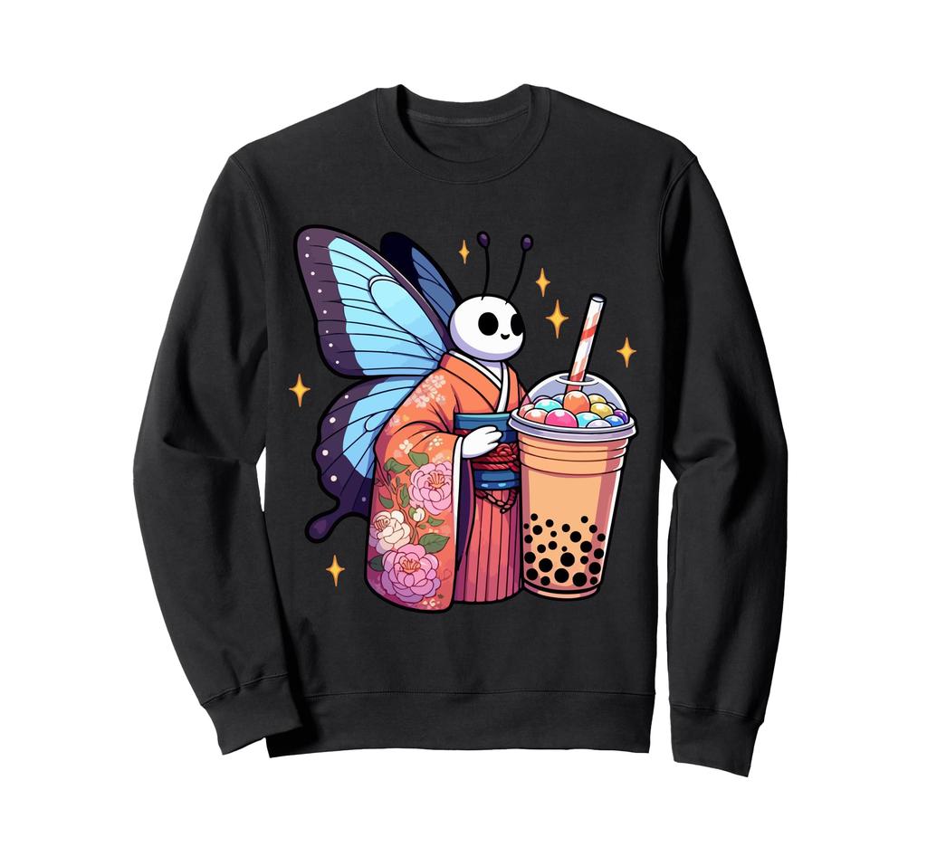 Butterfly Bubble Boba Tea Anime Cute Kawaii Sweatshirt