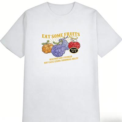 Unisex Patterned Tshirt Short Sleeves Interesting Design and Colorful Fruit Illustrations Cotton Summer Tshirt Men and Women