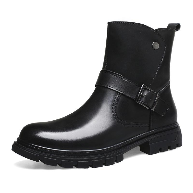 Men s Large Size Genuine Leather Martin Motorcycle Boots - Stylish and Durable Outdoor Work Boots 46