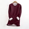 Women's Fashionable Solid Color Round Neck Long Sleeved Plush Warm Pullover Top