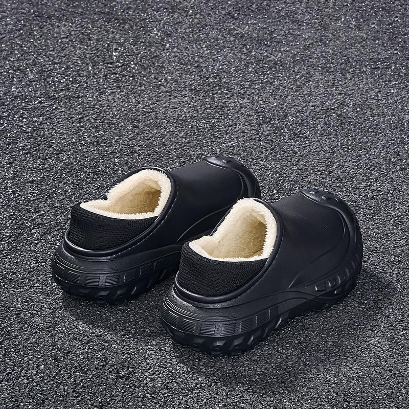 2025 Winter Waterproof Cotton Slippers: Warm, Slip-On, Fleece-Lined, Heel-Covered for Men & Women