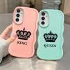 Crown Queen King Letter Case for Samsung Galaxy A11 A13 A15 A12 A16 A14 A52 A21s Soft Phone Cover A22 A33 A23 A04 A03 A06 A53