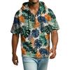 Men's Casual Hooded Zipper Neck Sweatshirt Short Sleeve Top