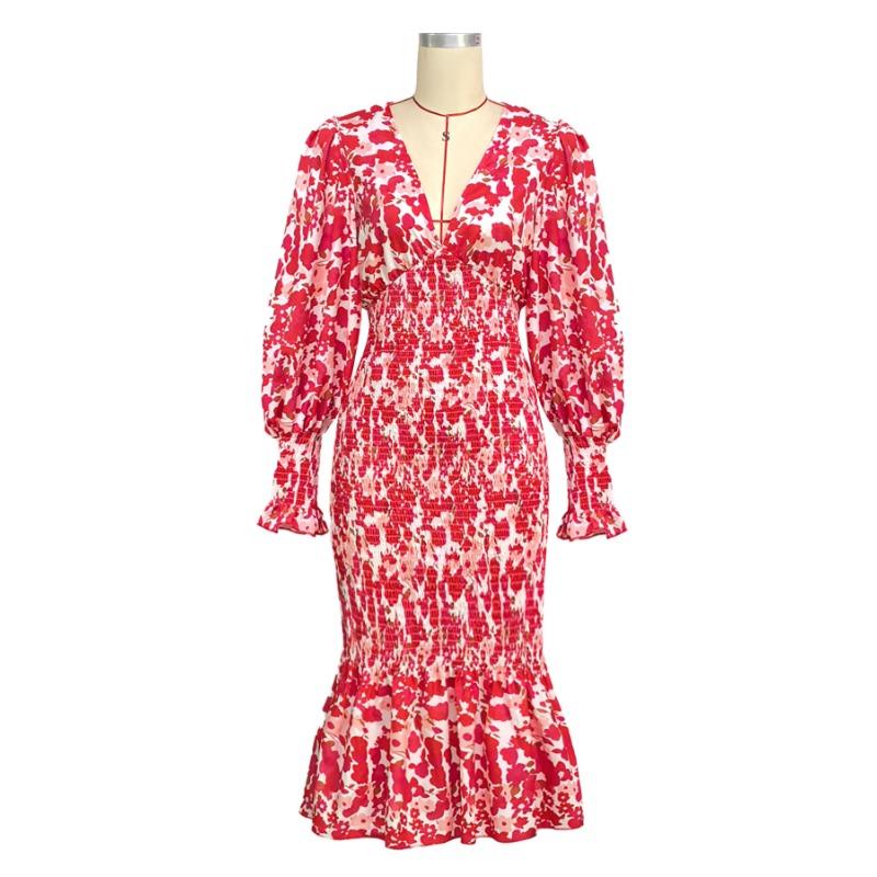 

Весеннее женское сексуальное платье-футляр с V-образным вырезом и темпераментом для светской львицы с поясной сумкой XXL красный