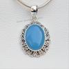 Blue Chalcedony Pendant, Boho Pendant, 925 Sterling Silver Oval Pendant, Sagittarius Birthstone, Gift For Her, Handmade Pendant