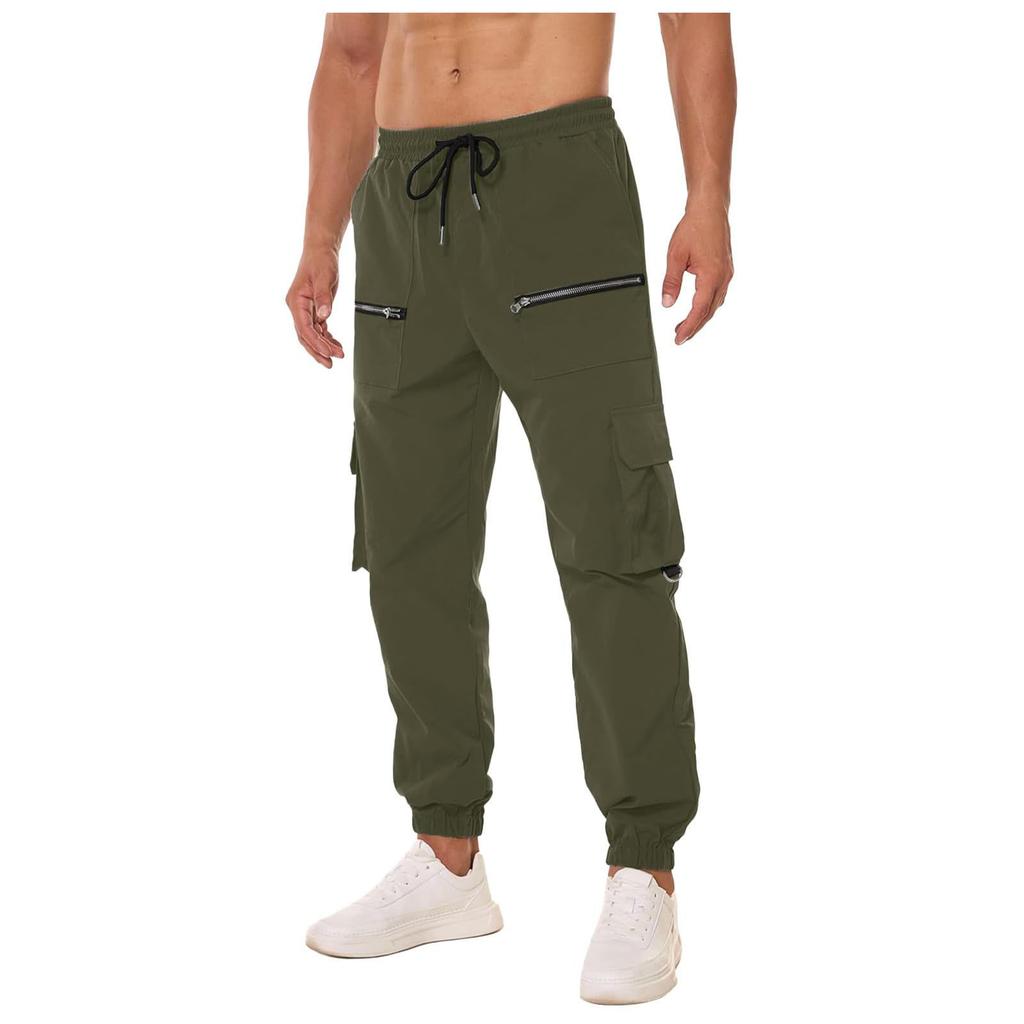Pánská kombinéza se stahovací šňůrkou Ležérní kalhoty s více kapsami Turistické kalhoty Bavlněné keprové kalhoty