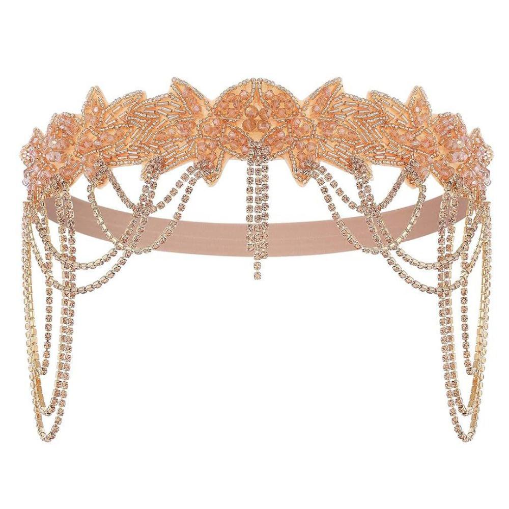 Chain Tassel Rhinestone Headband Flower Shape Bridal Headdress  Party Banquet