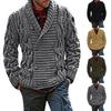 Thick Mens Knitted Shawl Collar Double Breasted Cable Knitwear Cardigan Sweater