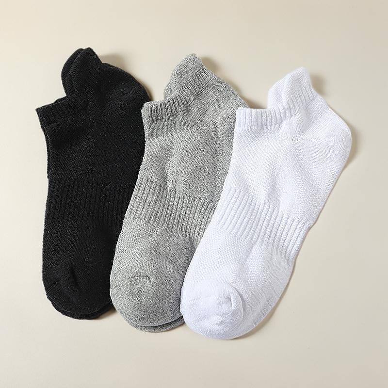 1 Pair Men's Ankle Socks Athletic Running Socks Low Cut Sports Socks Cotton Solid Color Mesh Breathable Cushioned Tab Socks