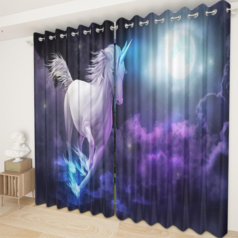 Unicorn Curtain Bedroom Living Room Balcony Blackout Curtain Office Hotel Insulation Curtain