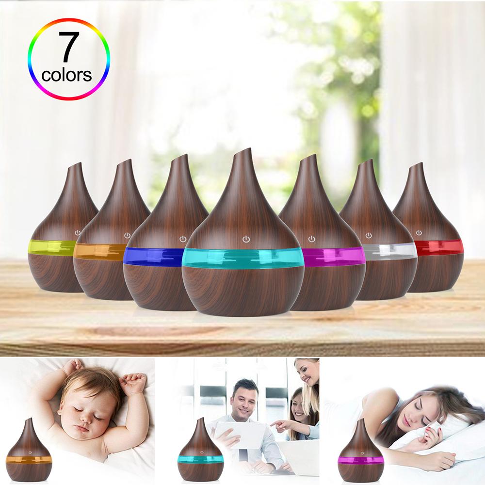 Air Humidifier Mini Ultrasonic USB Essential Oil Diffuser Purifier Aroma Anion 300ML Mist Maker for Home Car with LED Night Lamp