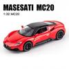 1/32 Maserati MC20 Cabrio Alloy Sports Car Model Diecasts Metal Toy Vehicles Car Model Sound and Light Simulation Kids Toys Gift