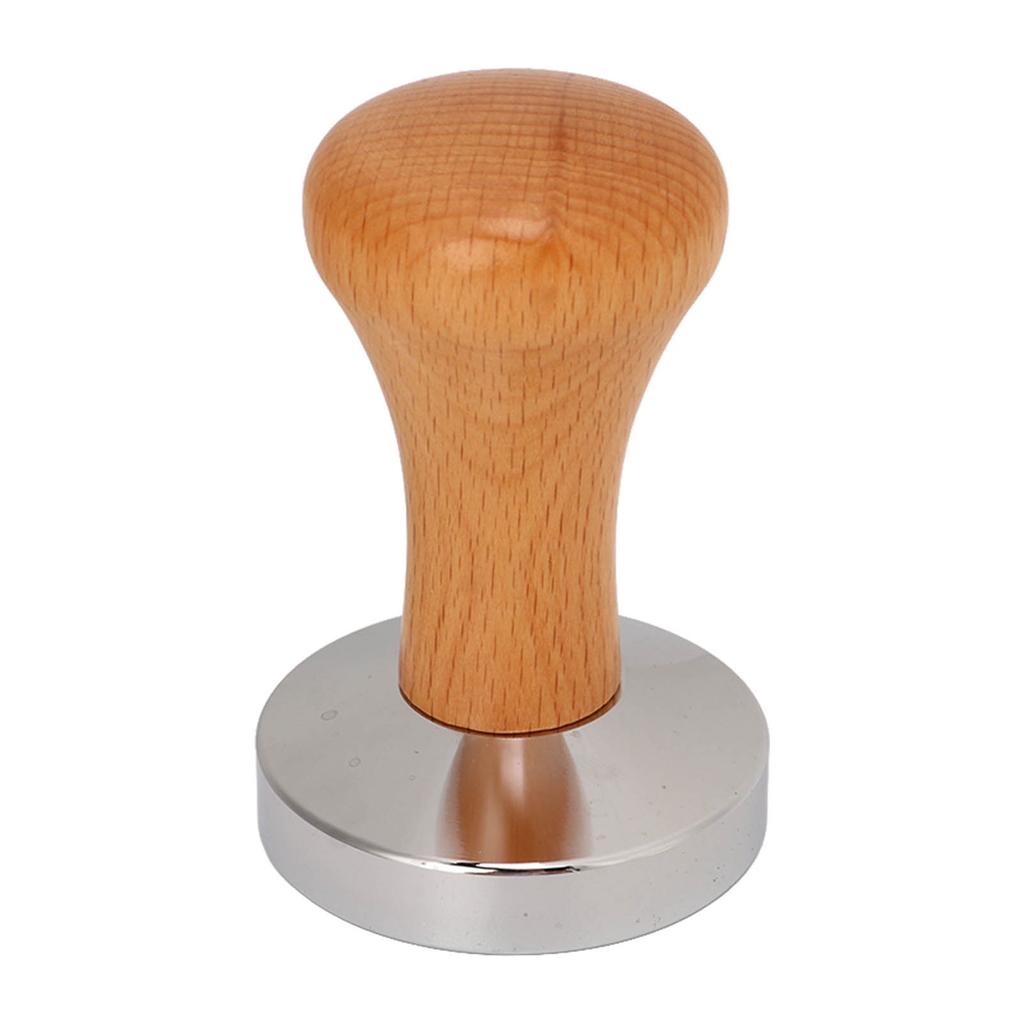 Tamper do kawy ze stali nierdzewnej z płaskim dnem, narzędzie do ubijania kawy, ręczny tamper do kawy z drewnianą rączką