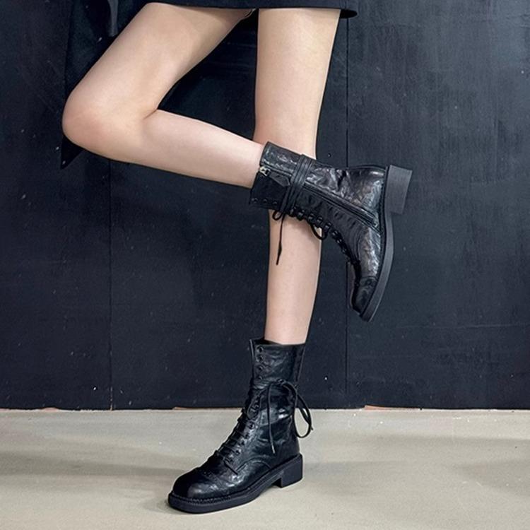 Retro Martin boots children's 2025 autumn and winter new women's boots thick-soled short boots niche design sense lace-up short boots women