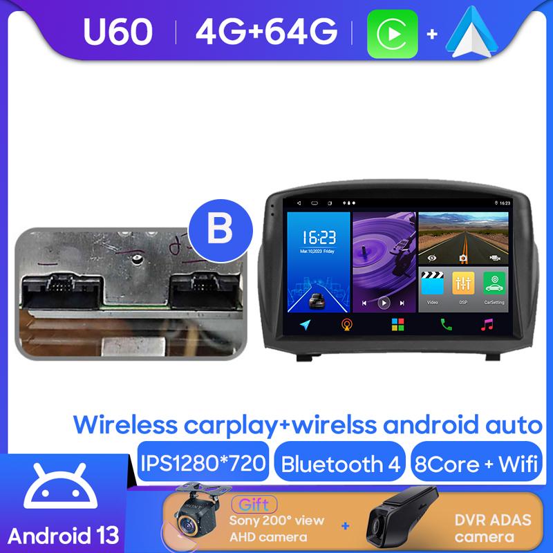 Android Multimedia For Ford Fiesta Mk 6 2008 - 2019 Car Stereo CPU Radio QLED Player Navigation Carplay Auto HDR 5G Dash WIFI BT