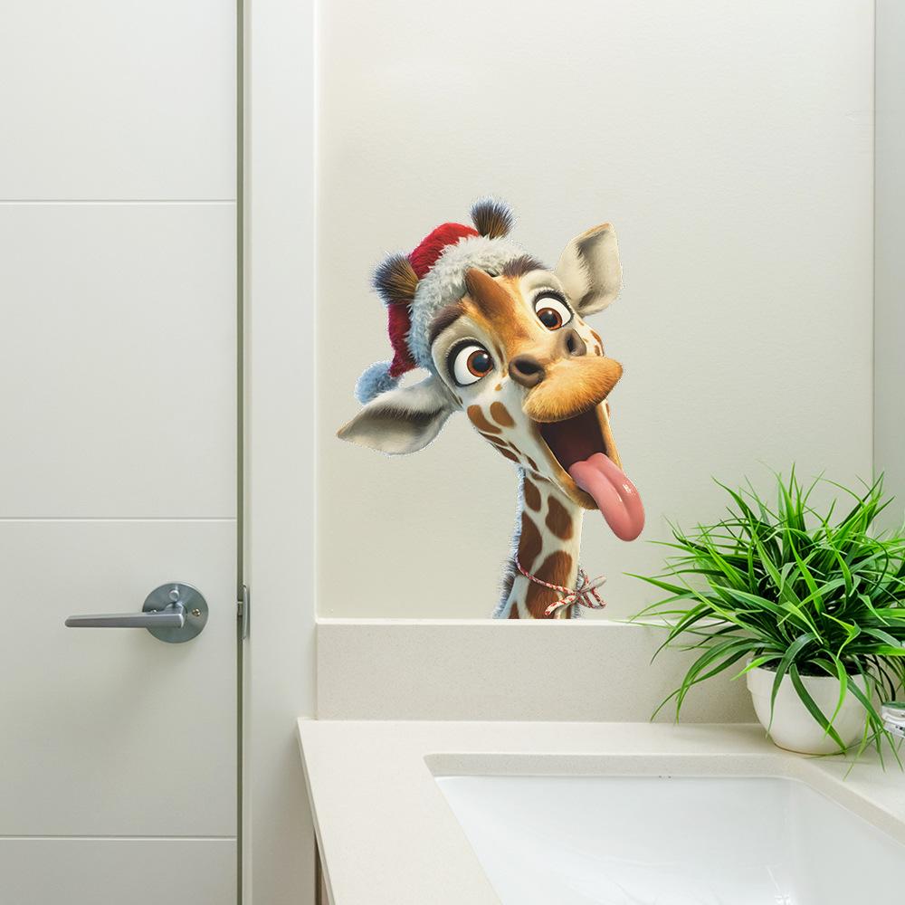 Static Cling Wall Stickers Funny Cute Giraffe for Kids Room Bedroom Home Decor