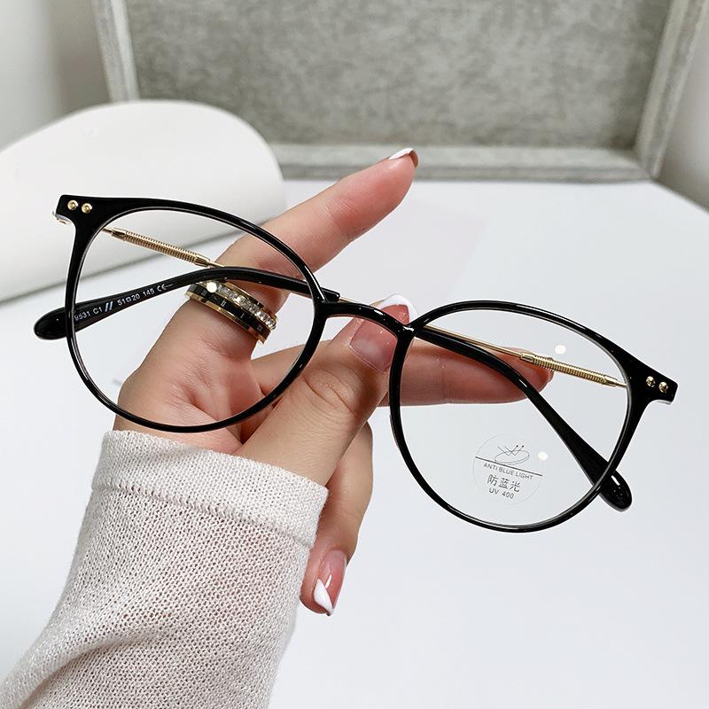 Tr90 Frame Anti-Blue Glasses Glasses Frame Female Feeling Danyang Glasses Business Flat Glasses Ultra-Light