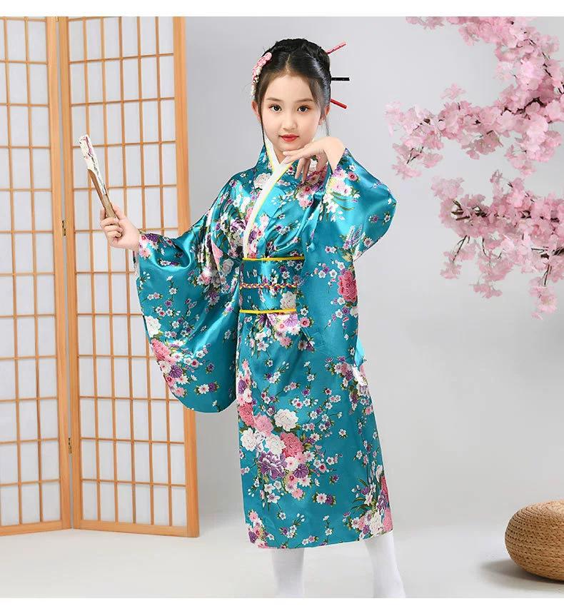 Japanischer Kimono für Kinder, traditionelle Kostüme, Mädchen, Cos Performance, bedrucktes Yukata-Nachthemd, Grundschüler, Performance-Fotokostüme