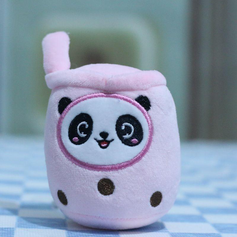 Charming Cartoon Panda Cup Plush Doll Keyring With Premium Pp Cotton Filling